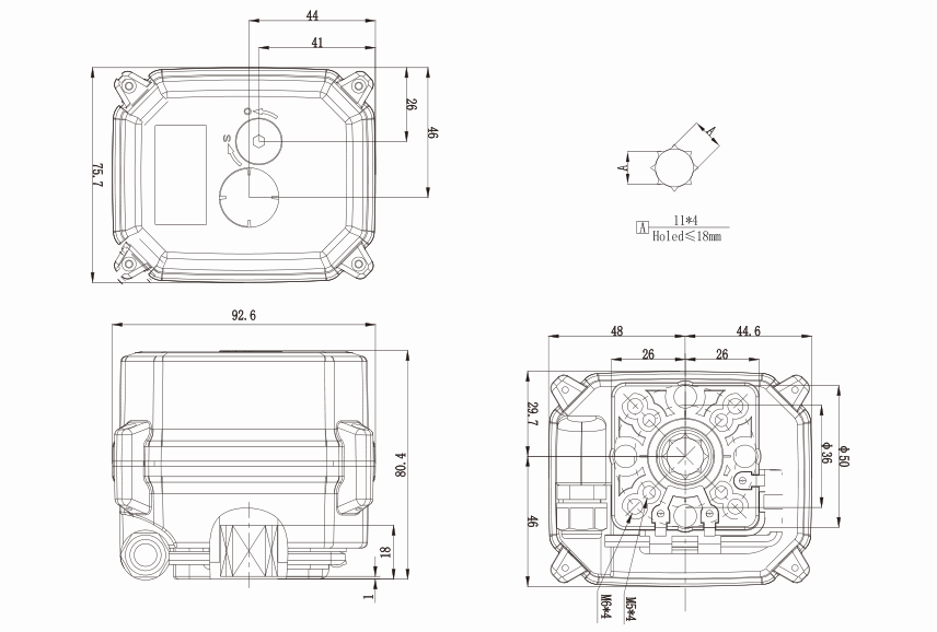 精小型電動球閥尺寸圖 精小型電動球閥尺寸圖