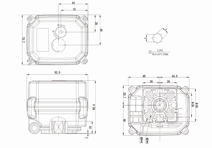 精小型電動球閥尺寸圖 精小型電動球閥尺寸圖